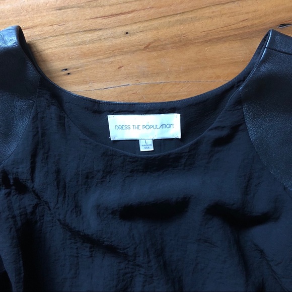 Dress The Population Blouse with Leather Top - New - Picture 2 of 3